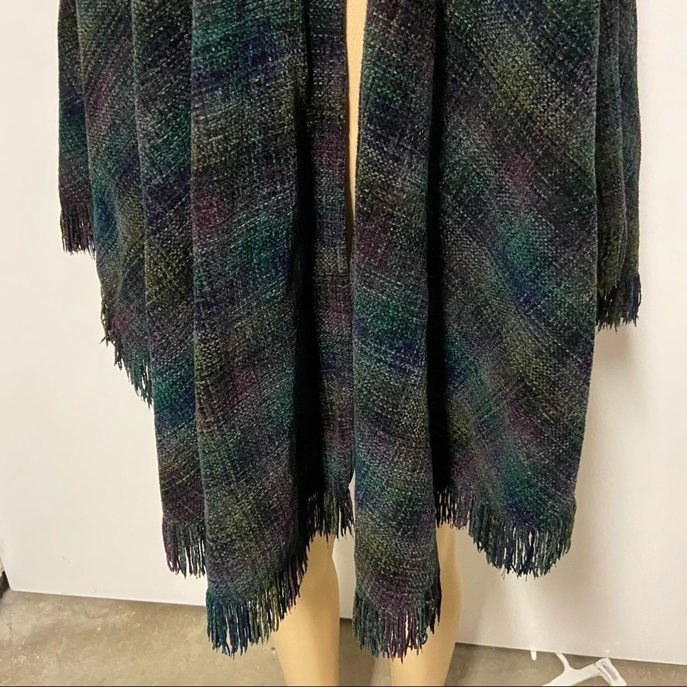 BLARNEY WOOLLEN MILLS plaid open front Cape O/S - Picture 4 of 8